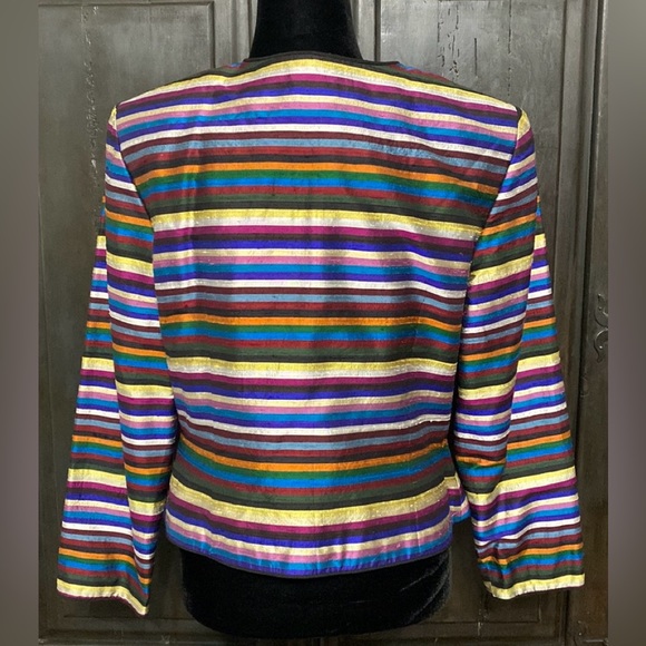 Maggie London silk stripe jacket - size Medium - Picture 3 of 9